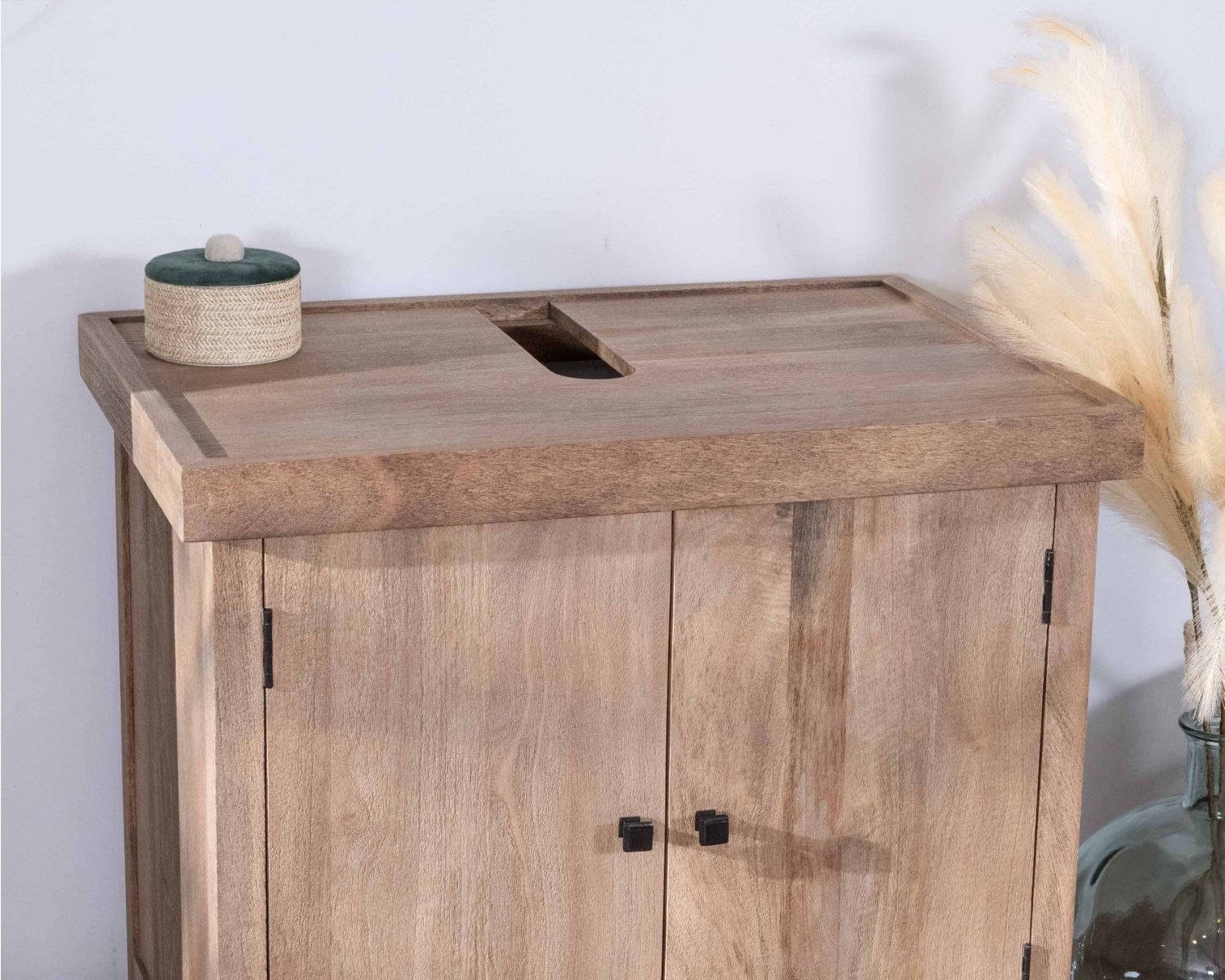 Mobiletto singolo "Maestro" in mango massiccio 80cm 2 ante