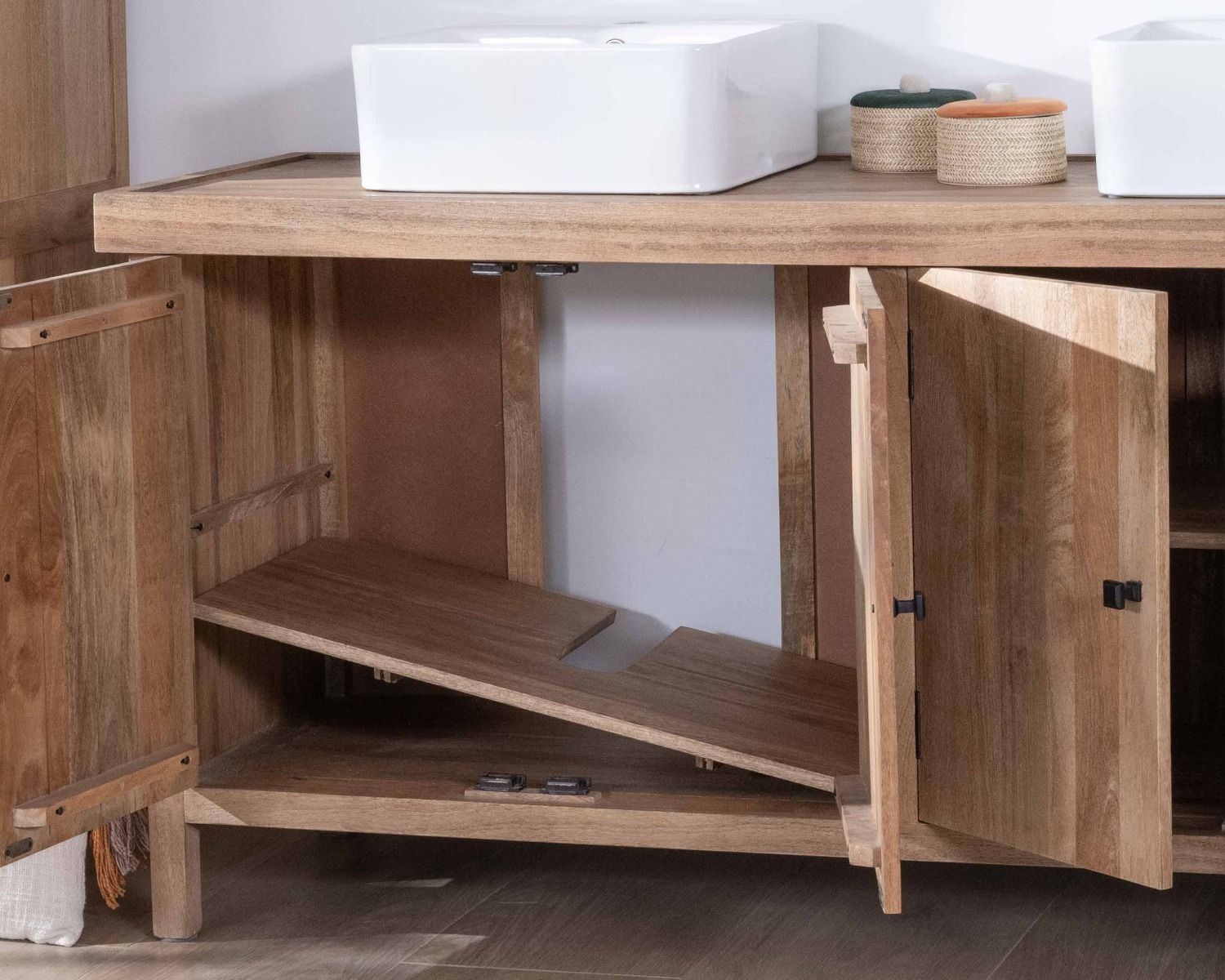 Mobiletto singolo "Maestro" in mango massiccio 80cm 2 ante