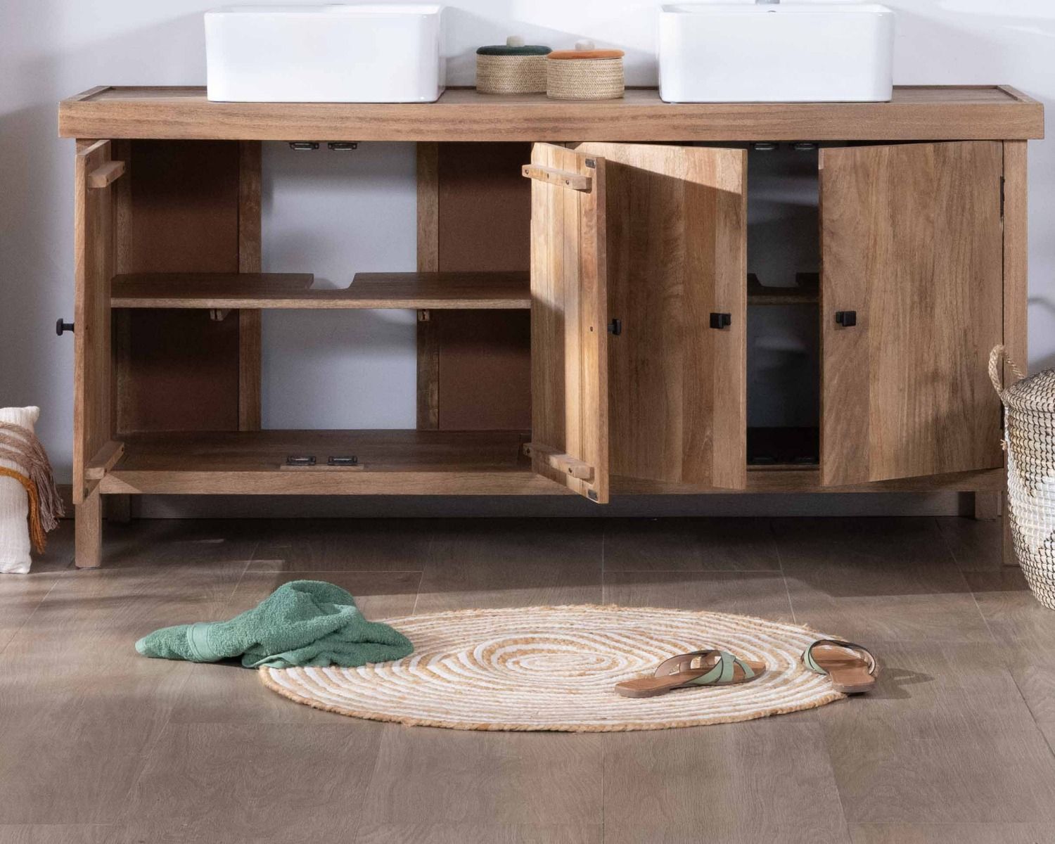 Mobile doppio in mango massiccio levigato 165 cm "Maestro