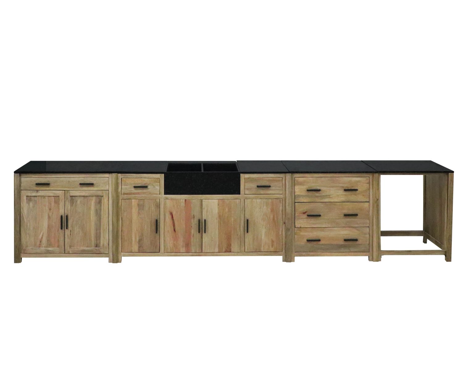 Lavello in legno massiccio "Grand Chef" a 2 ante senza lavabo