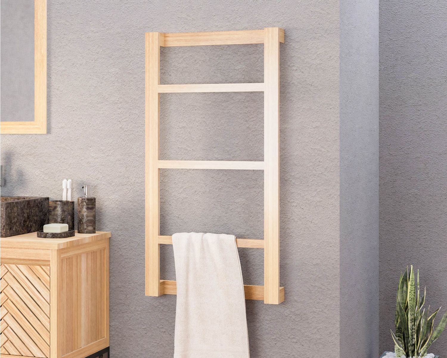 Portasciugamani da parete in teak