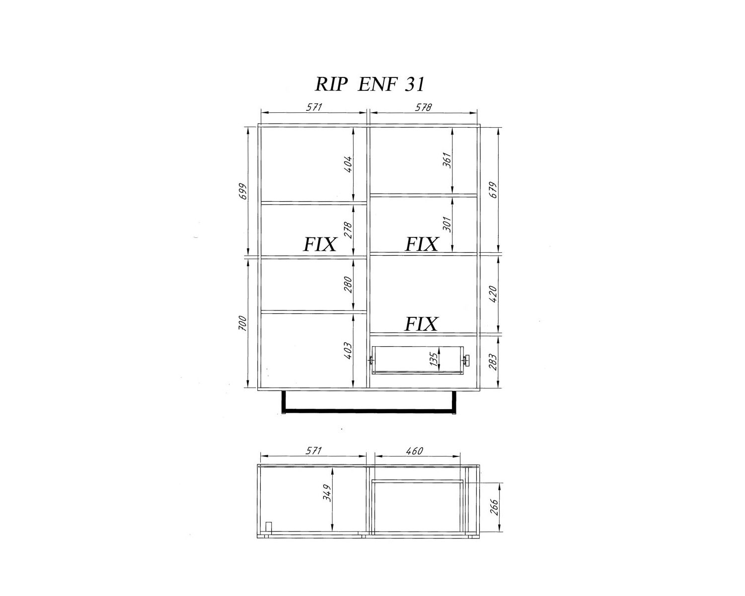 Credenza alta "Ripley" in rovere naturale massiccio, metallo nero e vetro