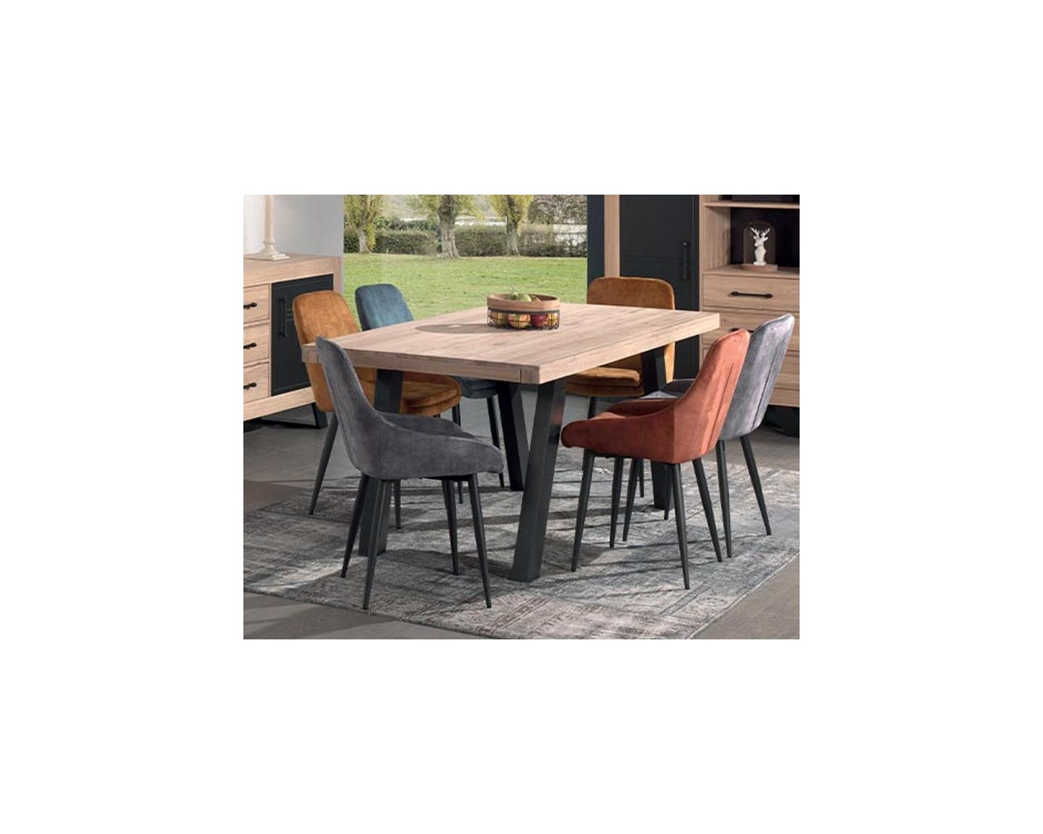 Tavolo da pranzo allungabile contemporaneo "Davos" in rovere massiccio