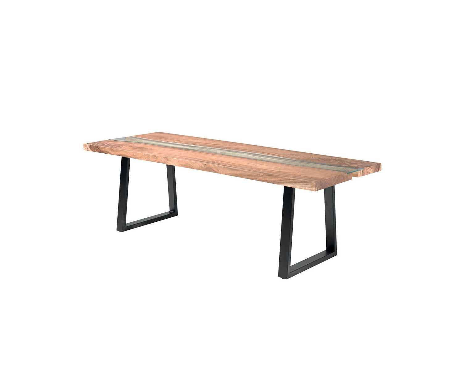 Tavolo da pranzo in metallo, vetro e legno "Zenia" in stile contemporaneo 190 cm