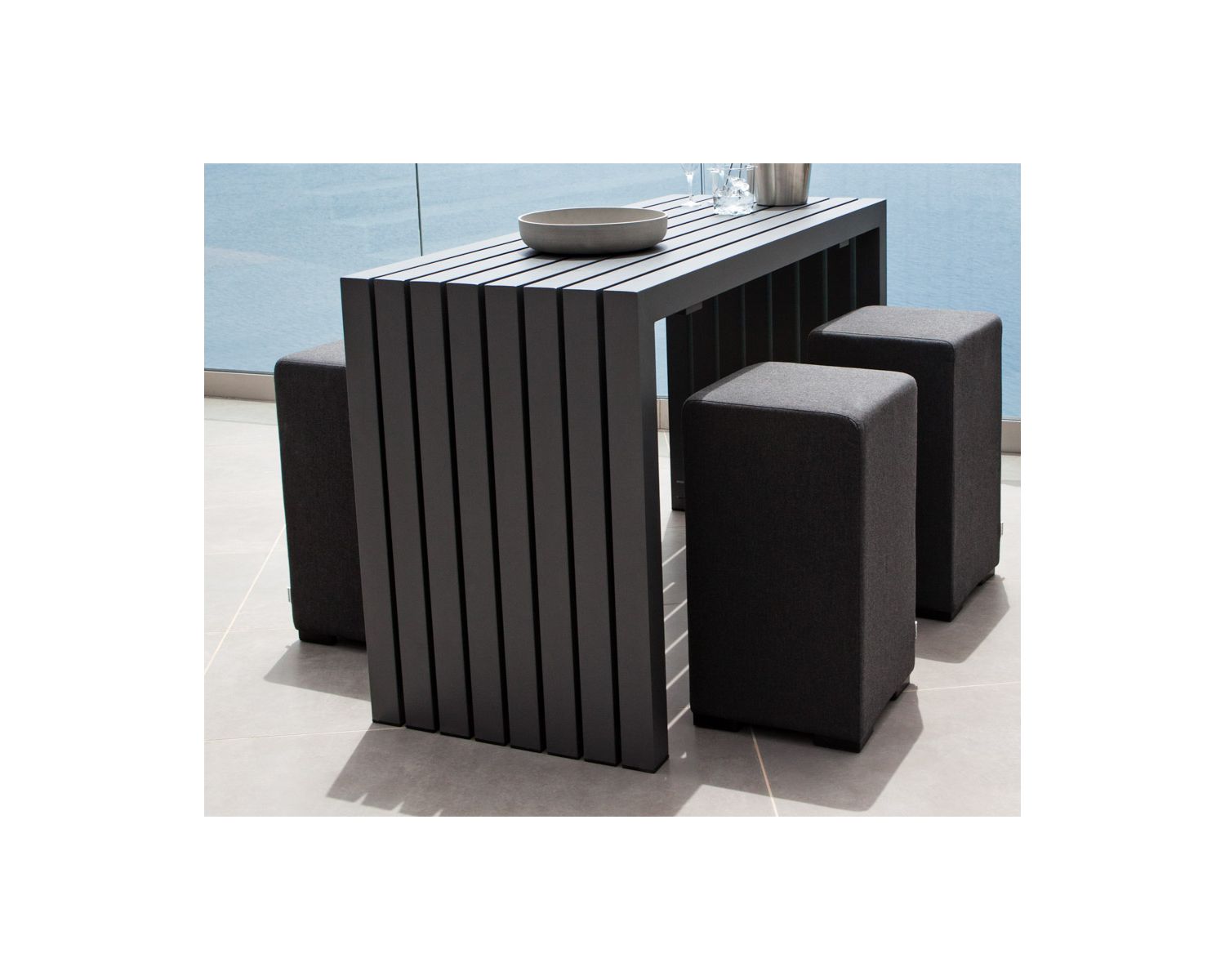 Tavolo bar da esterno in alluminio nero da 160 cm "Java Island