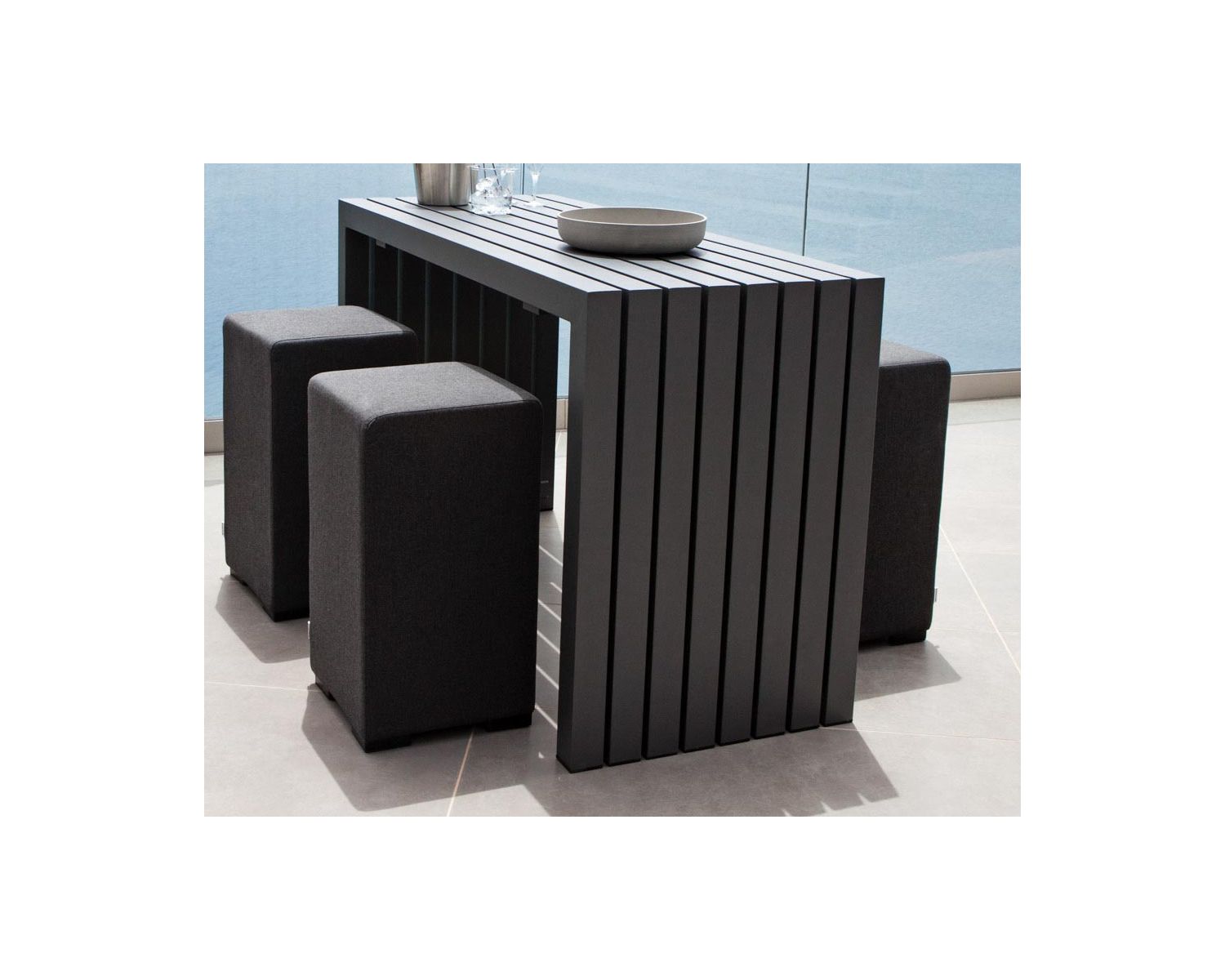 Tavolo da bar e 6 sgabelli da esterno in tessuto Sunbrella "Java Island"