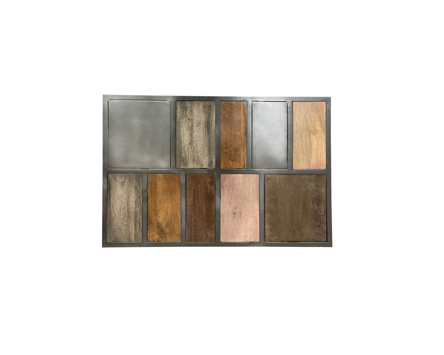 Tavolino rettangolare in metallo e legno "Camaïeu" con base aerea