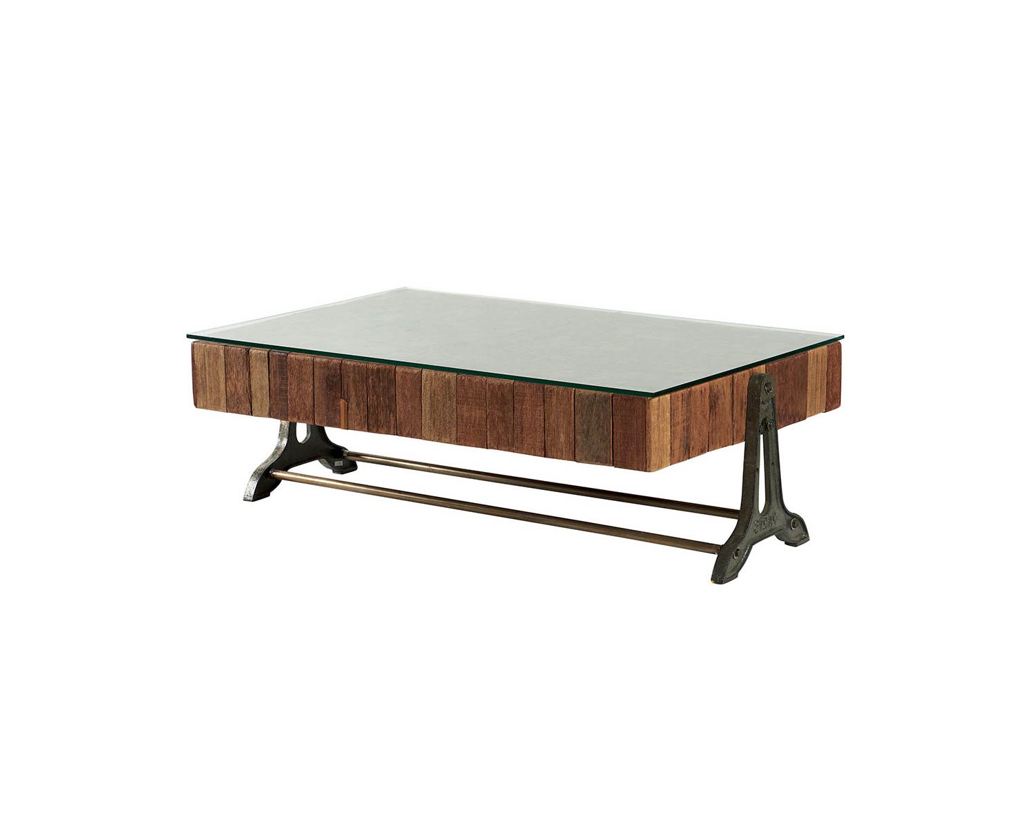 Tavolino in metallo teak naturale "Amki