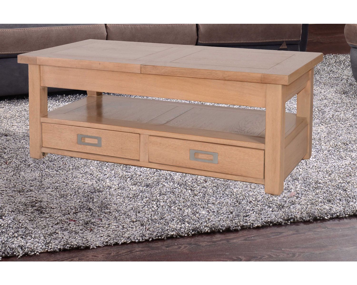 Tavolino rettangolare in rovere massiccio "Bella" con prolunga