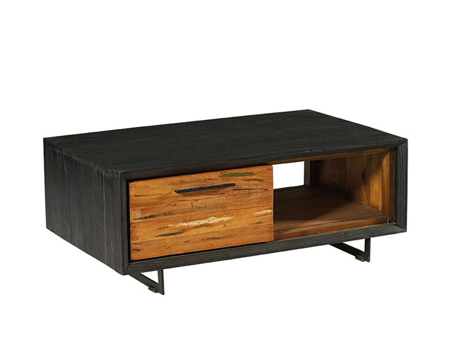 Tavolino "Ilowa" in legno di teak riciclato e metallo