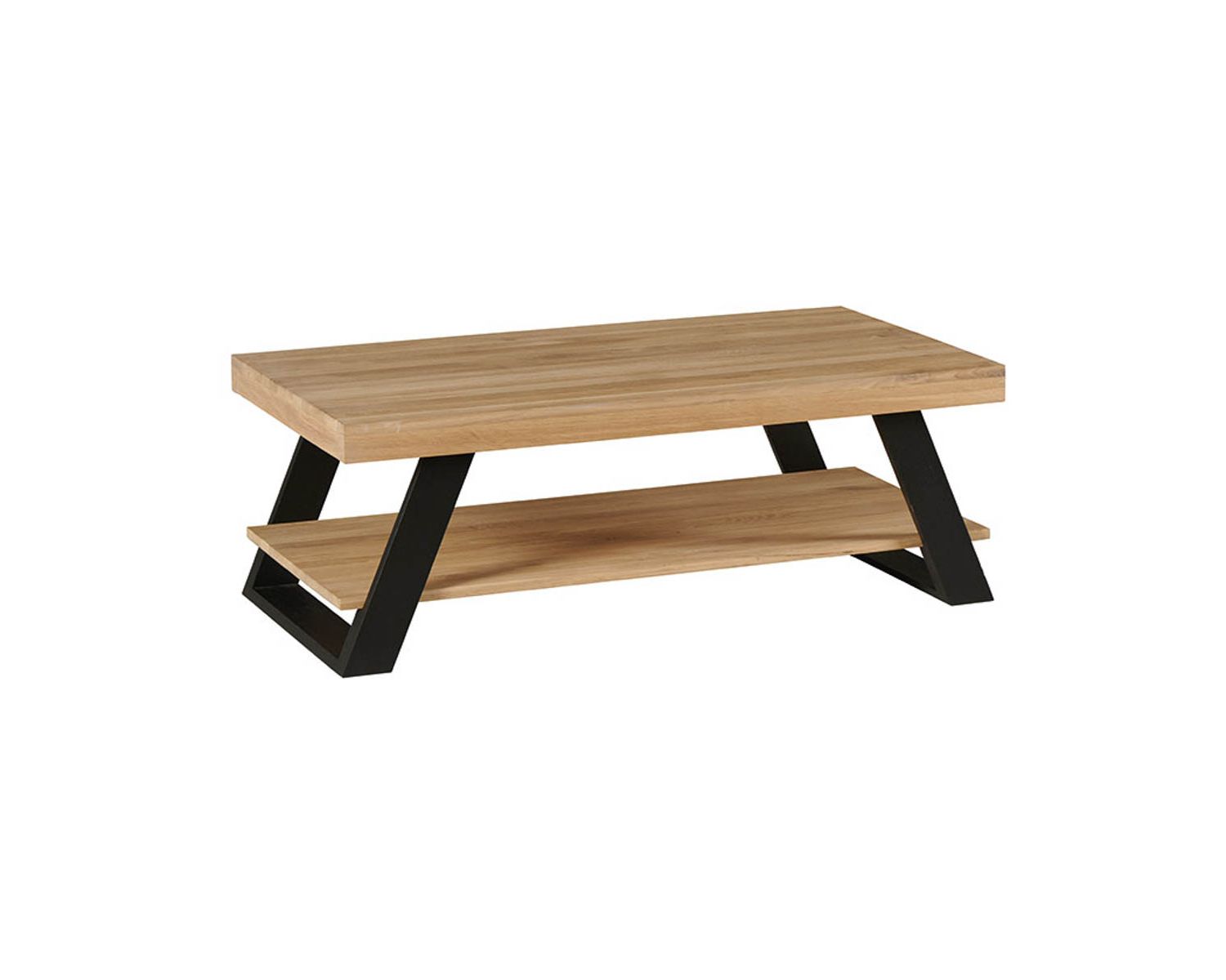 Tavolino contemporaneo a doppio piano in rovere massiccio "Davos" Casita