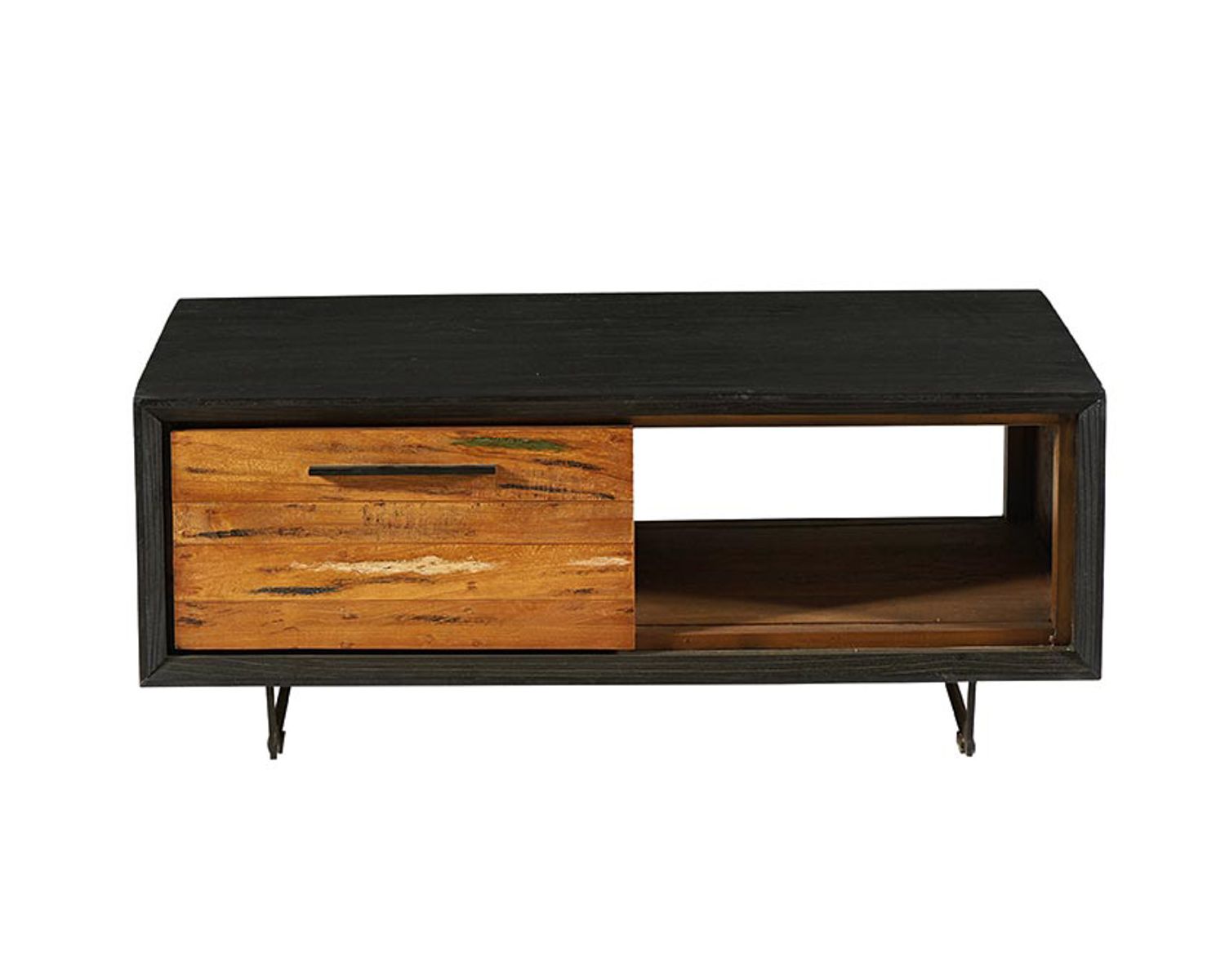 Tavolino "Ilowa" in legno di teak riciclato e metallo