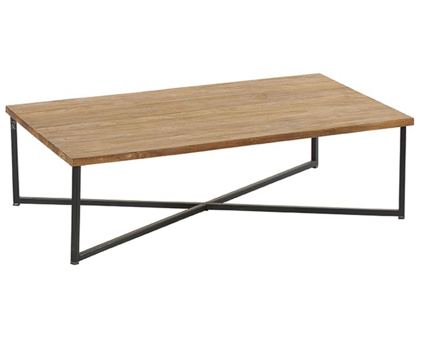 Tavolino rettangolare in teak massiccio di recupero