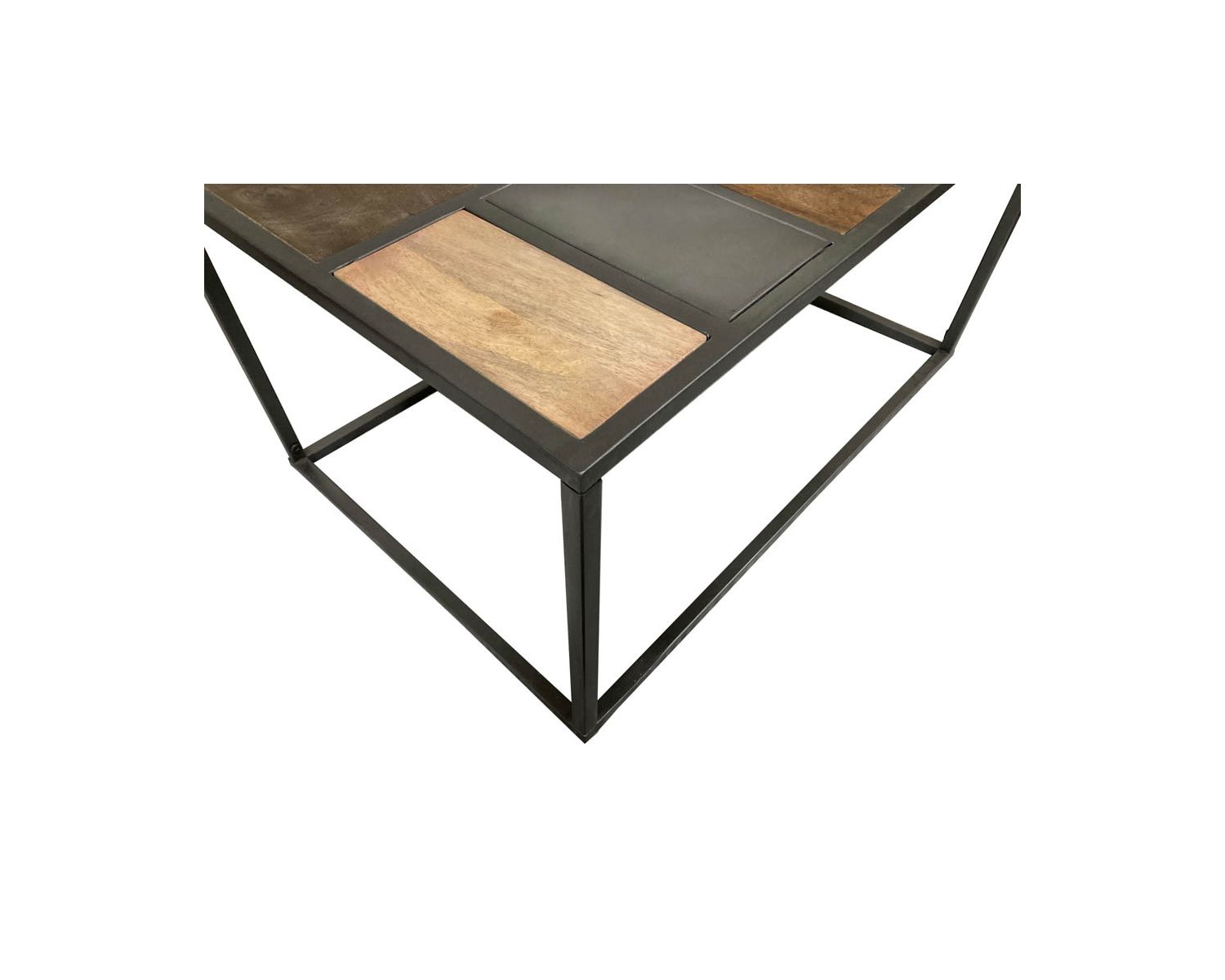 Tavolino rettangolare in metallo e legno "Camaïeu" con base aerea