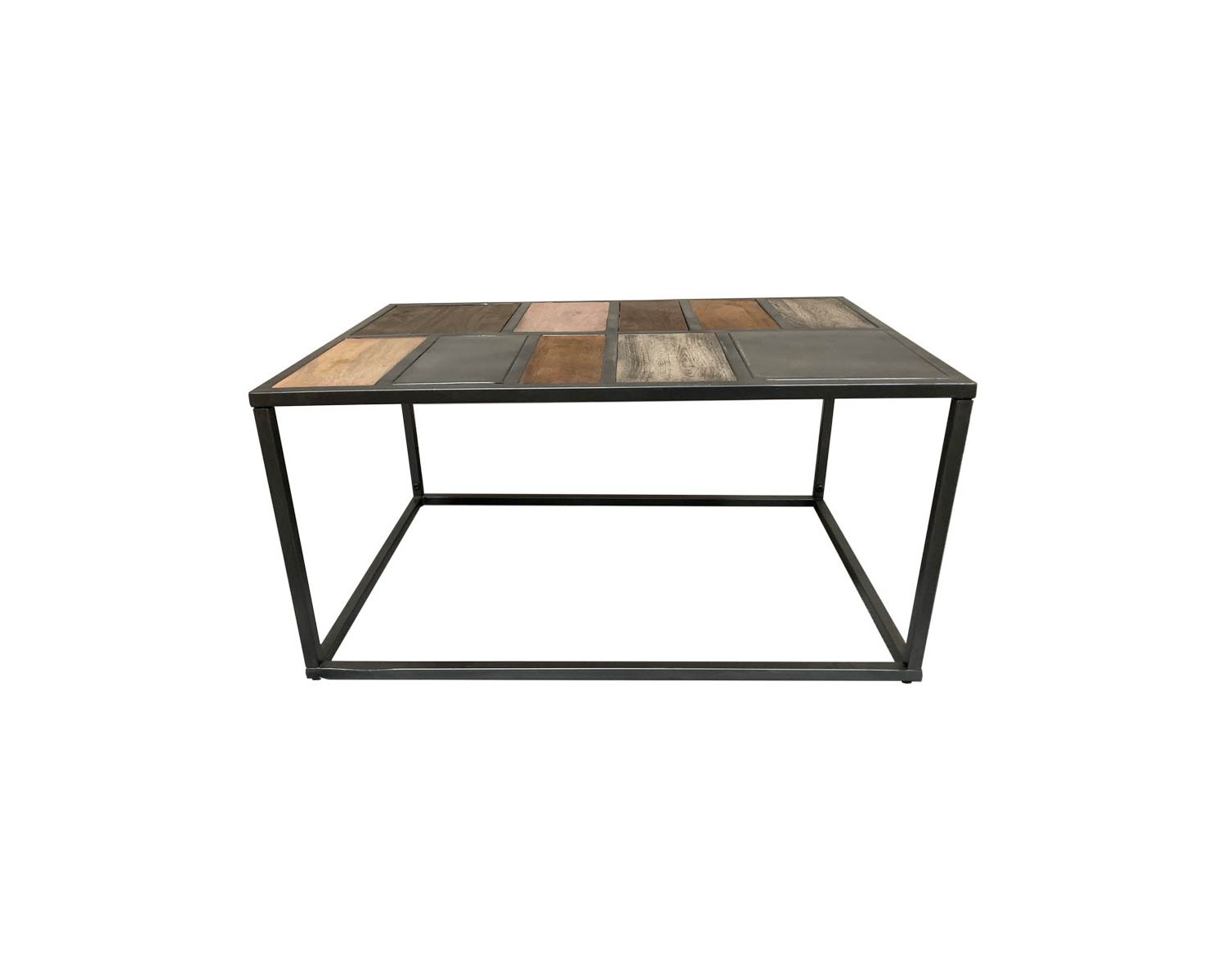 Tavolino rettangolare in metallo e legno "Camaïeu" con base aerea