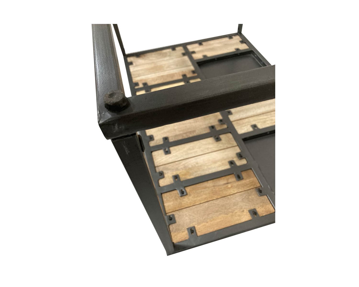 Tavolino rettangolare in metallo e legno "Camaïeu" con base aerea