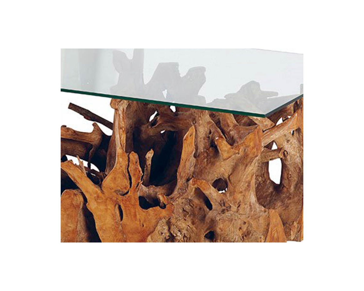 Tavolino da giardino "Under the sun" con piano in vetro e gambe in teak