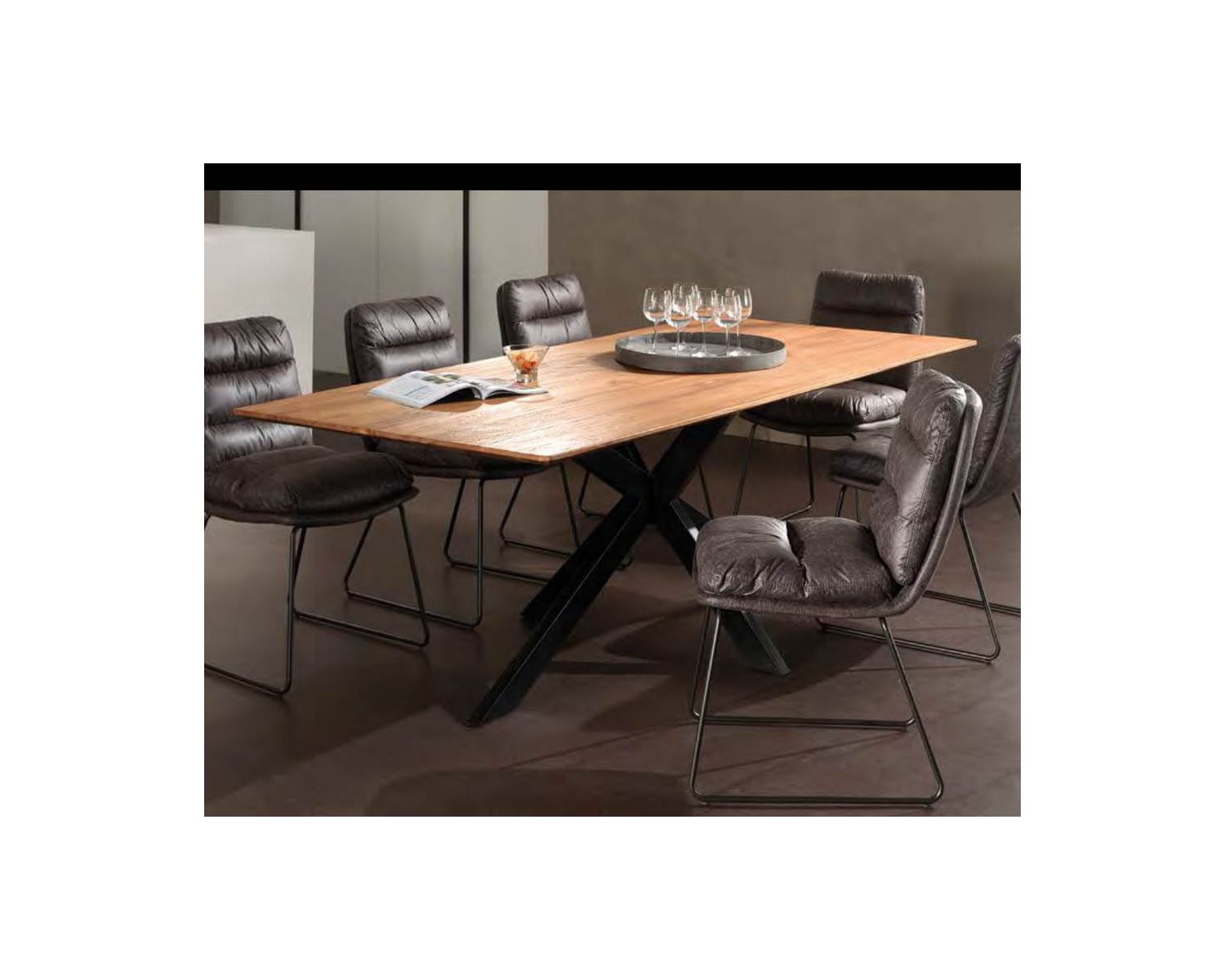 Tavolo da pranzo grande "Copley" in legno riciclato e metallo, 220 cm