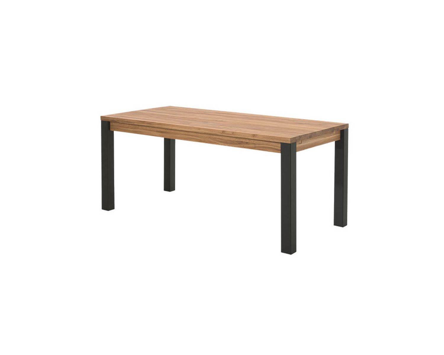 Tavolo da pranzo allungabile "Catania" in rovere massiccio, metallo oliato nero 180 cm