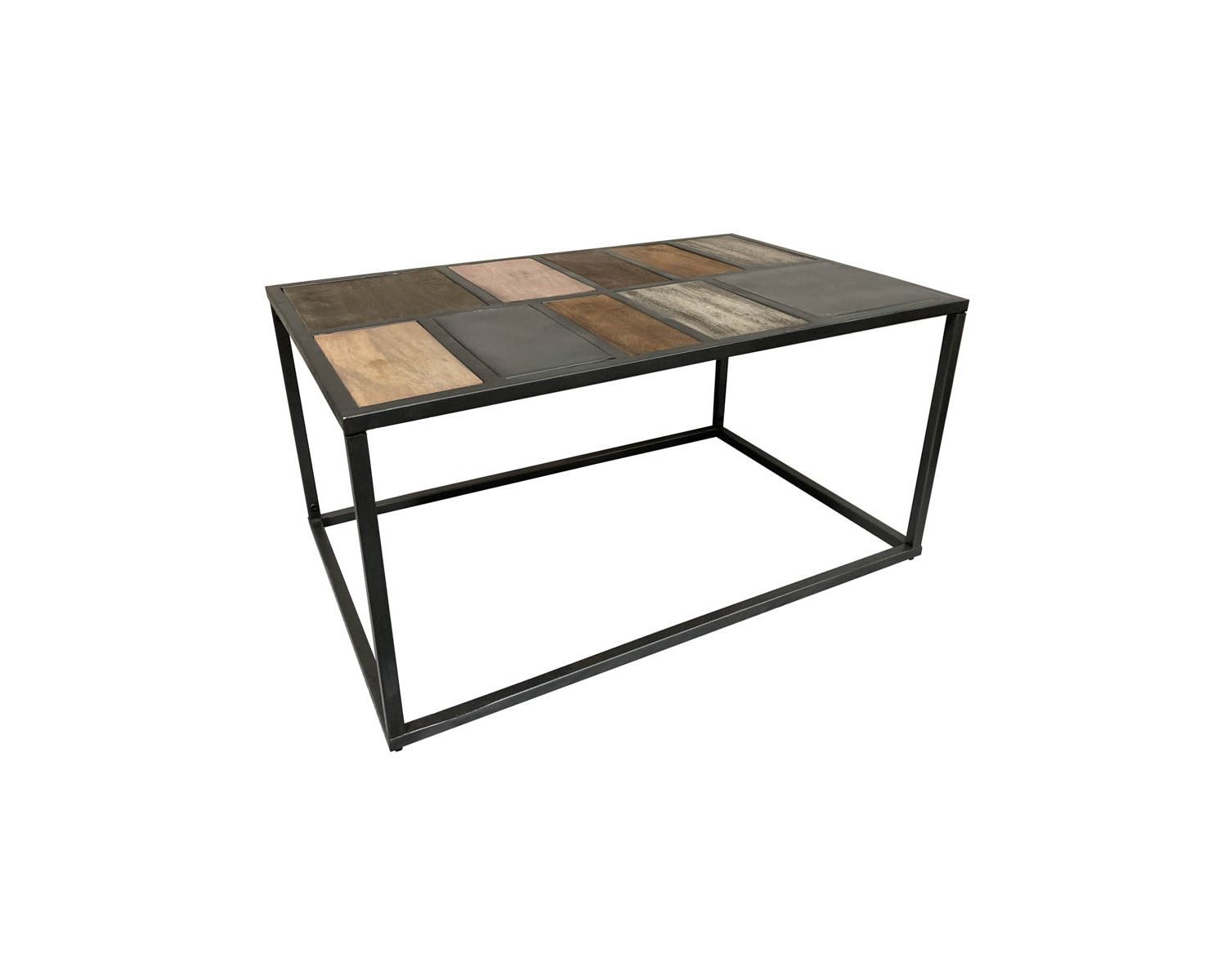 Tavolino rettangolare in metallo e legno "Camaïeu" con base aerea