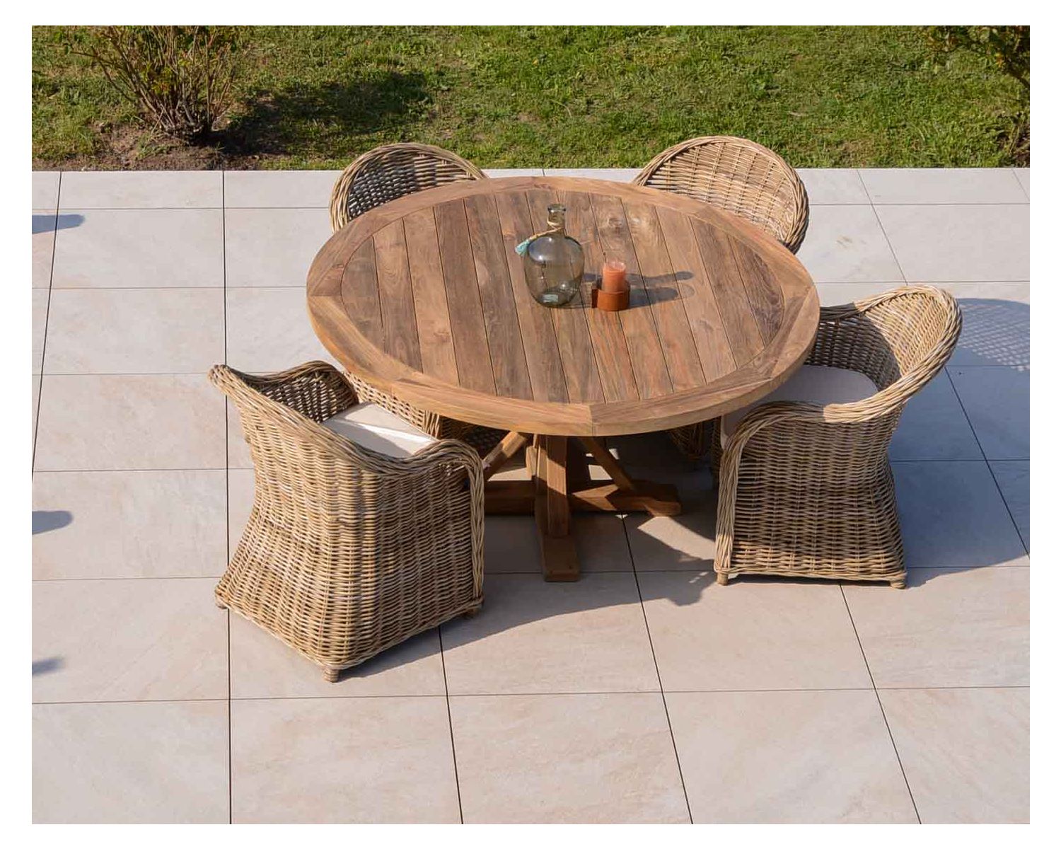 Tavolo da giardino in teak riciclato "Balangan Beach" diametro 120 cm
