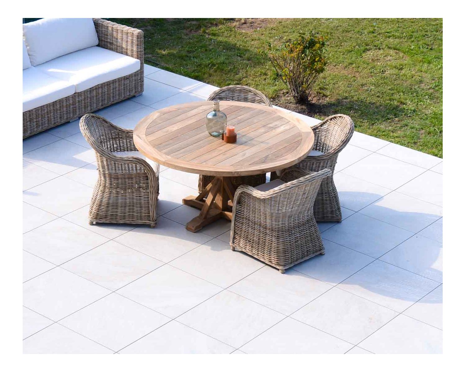 Tavolo rotondo "Balangan Beach" in teak massiccio di recupero 150cm