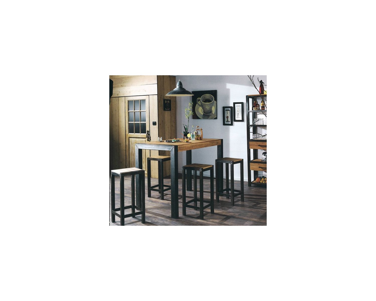 Tavolo snack "Manufacture" in legno e metallo