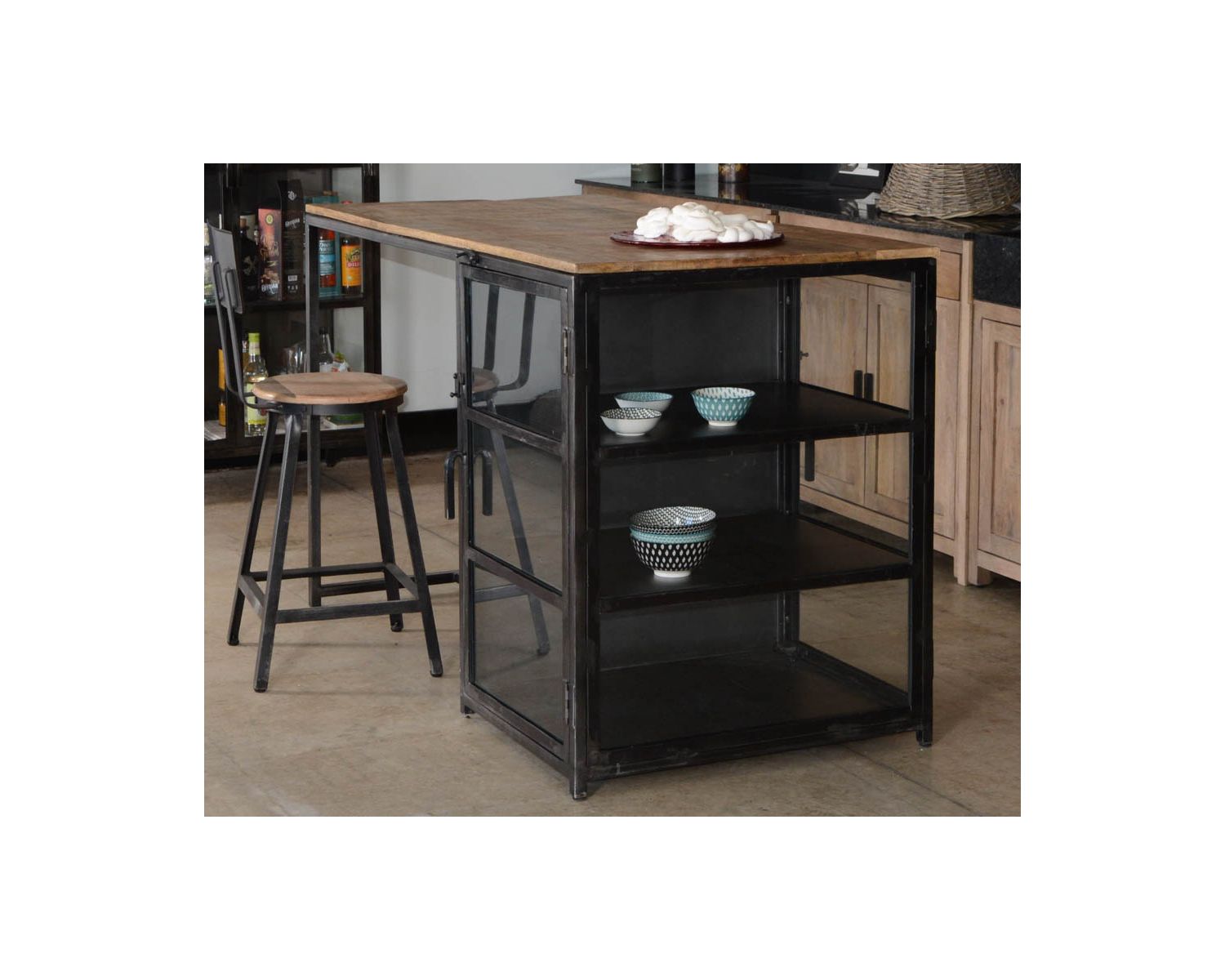 Isola da cucina in legno e metallo "Black Cook" 150 cm