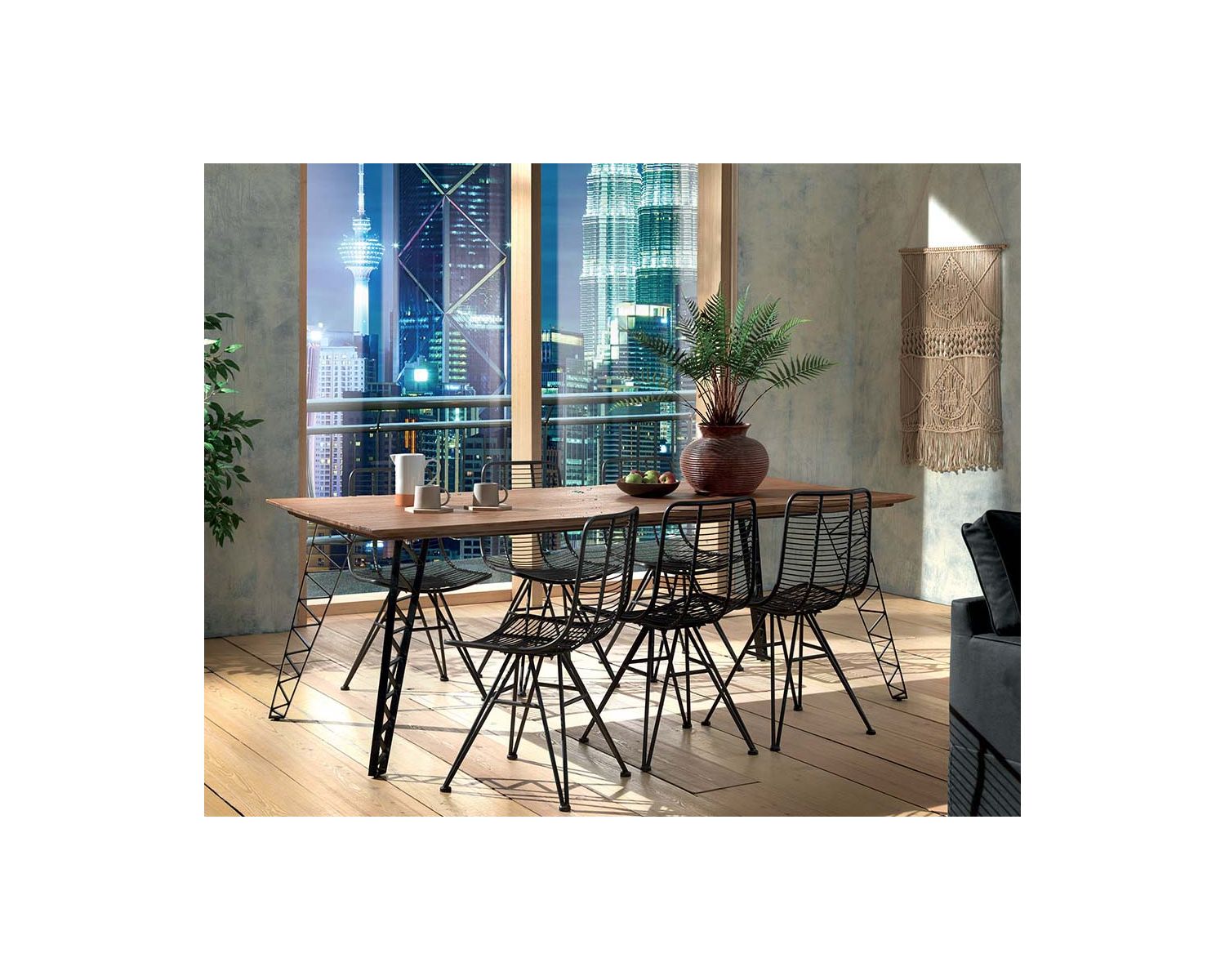 Sedia vintage di design urbano in metallo nero "Fairley