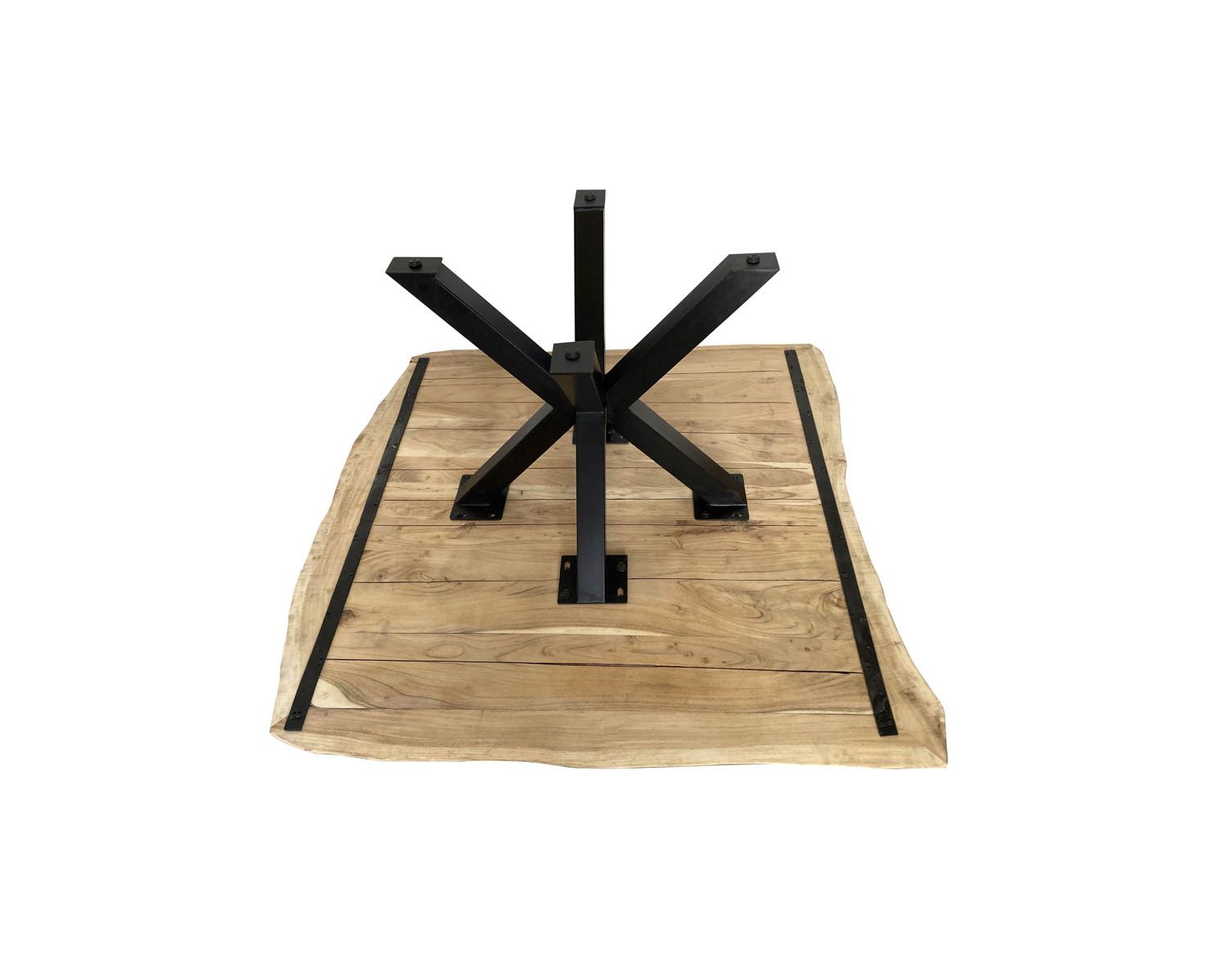 Tavolo da pranzo in acacia con gambe Mikado "3D" e piano quadrato da 150 cm