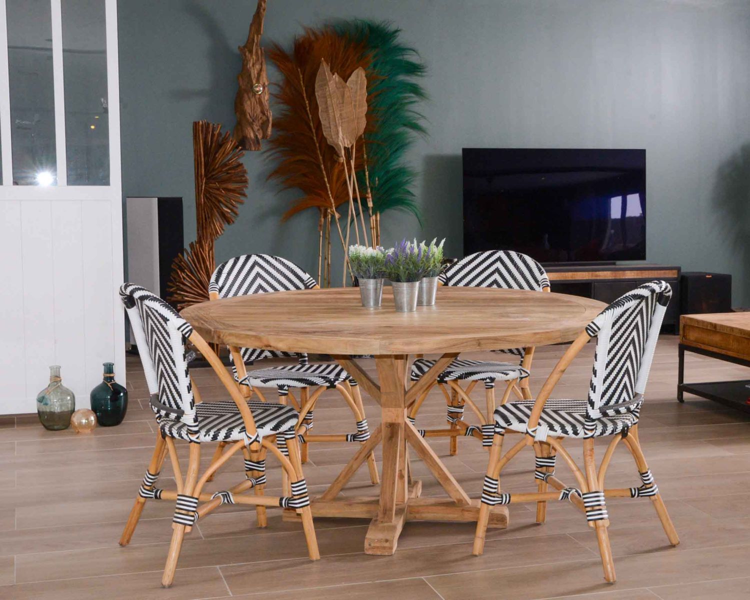 Tavolo da giardino in teak riciclato "Balangan Beach" diametro 120 cm