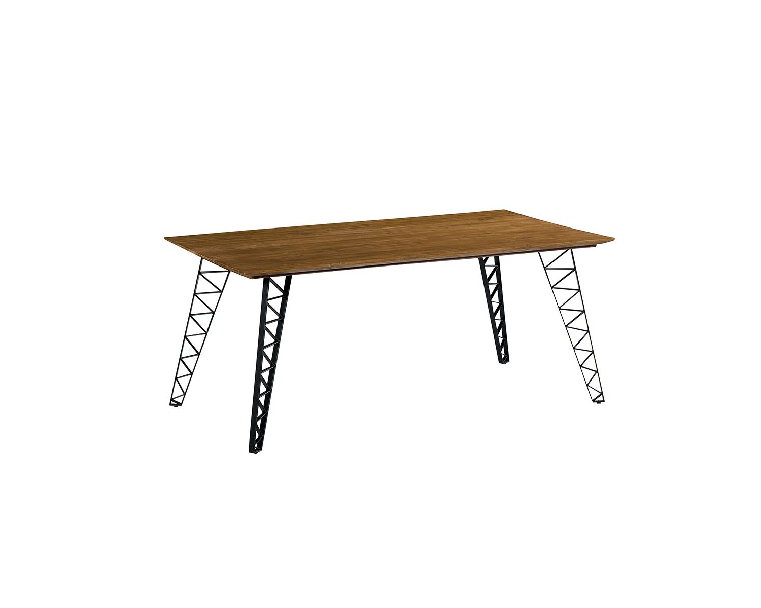 Tavolo da pranzo grande "Fairley" in teak rigenerato e metallo nero