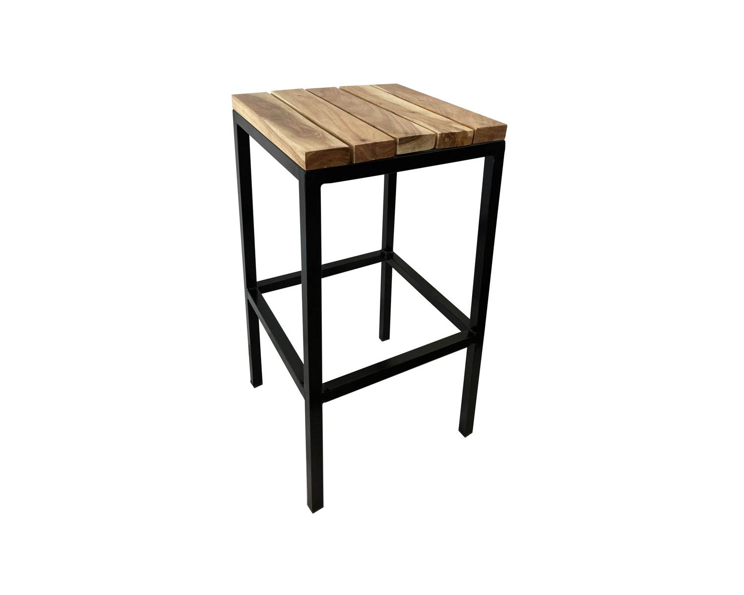 Sgabello da bar "Garden" in metallo e legno esotico