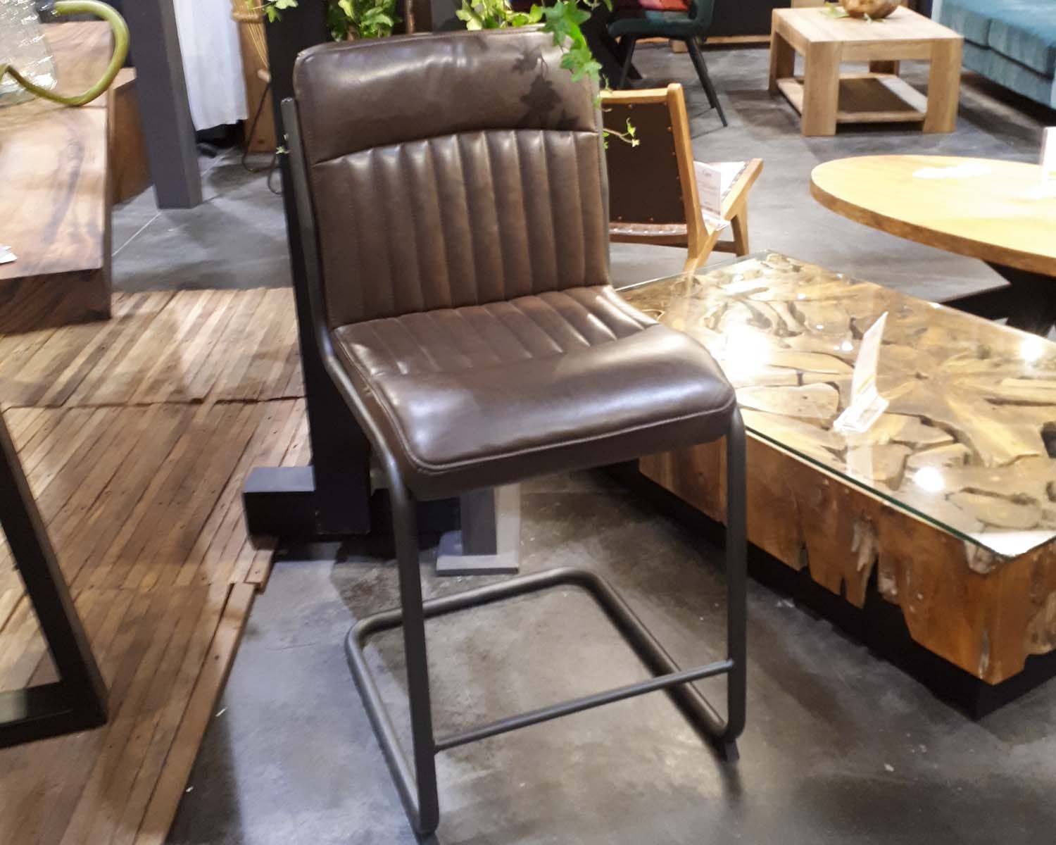 Set di 2 seggioloni industriali Casita nero marrone per isole