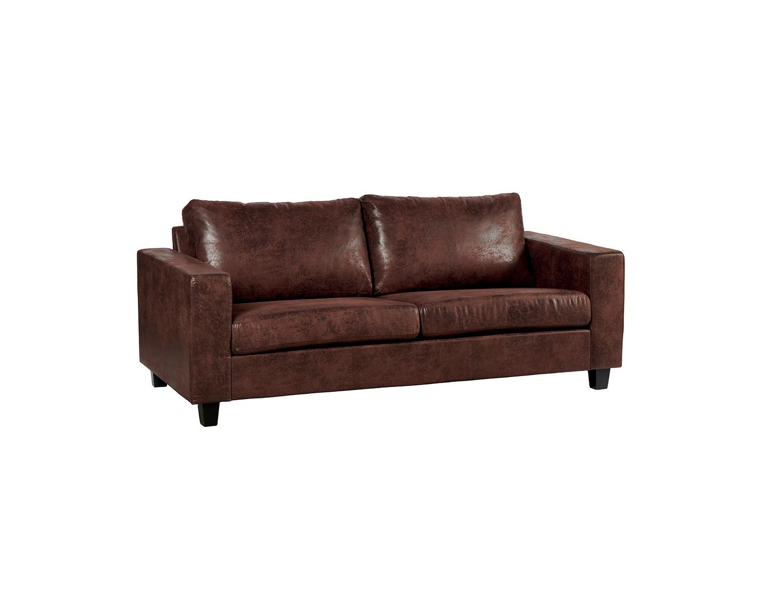 Divano dritto "Thomson" a 3 posti in tessuto microfibra marrone
