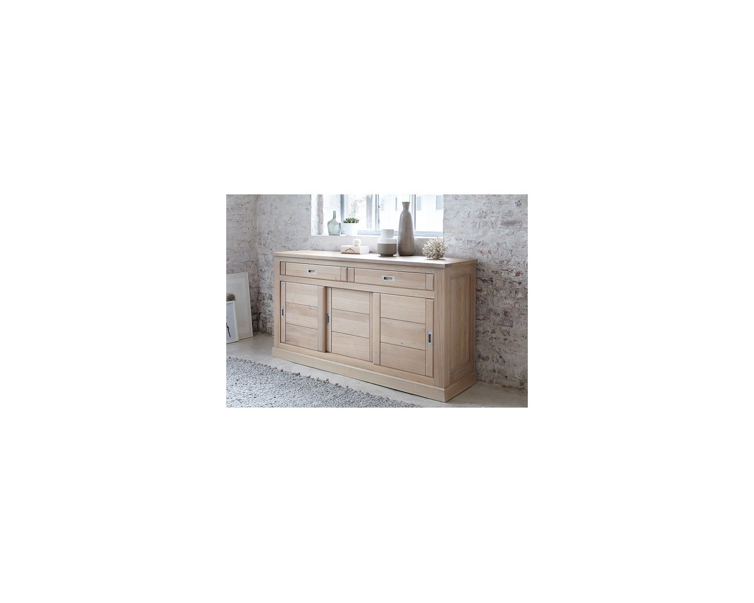 Credenza a 3 ante e 2 cassetti "Bellissima" in rovere grezzo