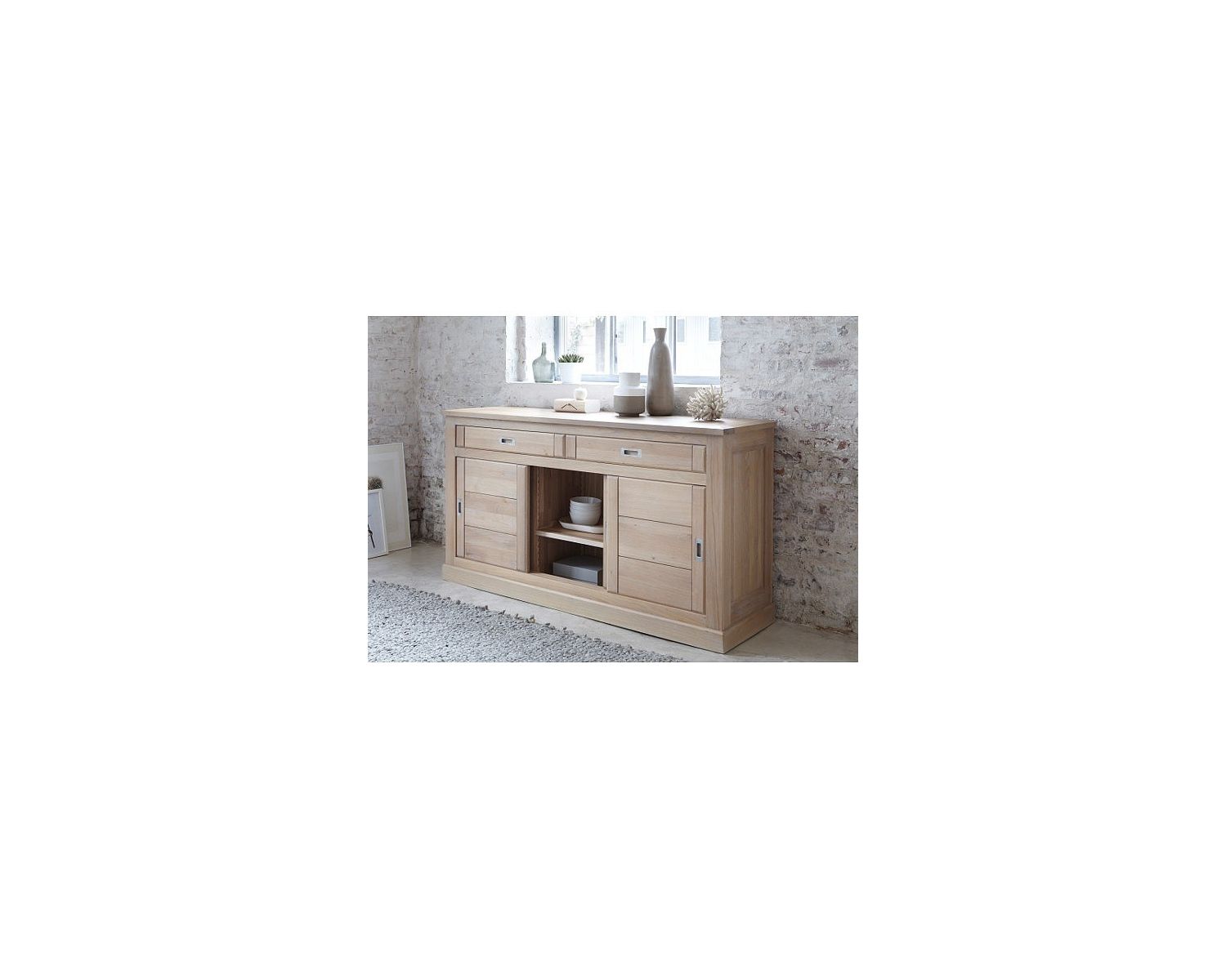 Credenza a 3 ante e 2 cassetti "Bellissima" in rovere grezzo