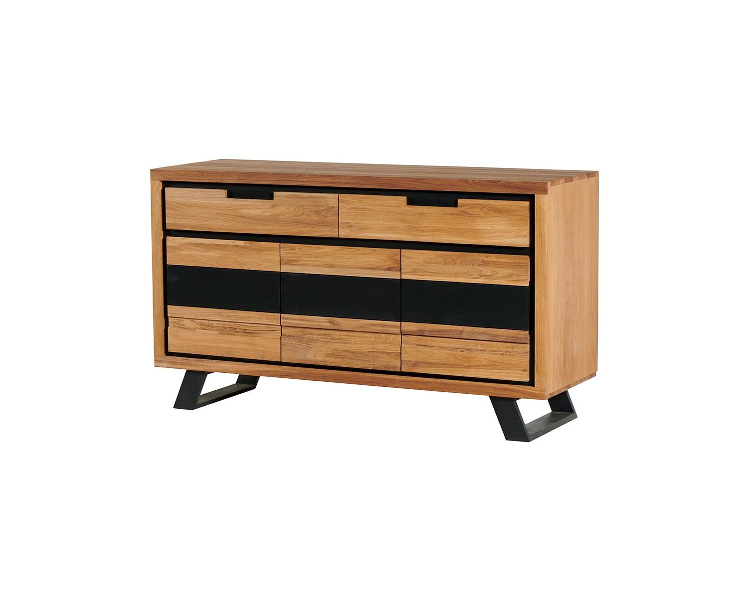 Credenza contemporanea "Toly" a 3 ante e 2 cassetti in rovere massiccio oliato