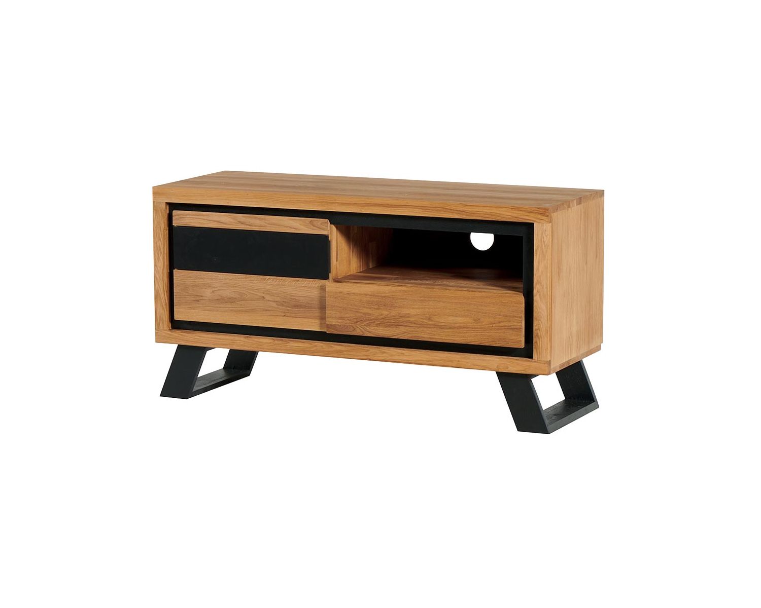 Mobile TV in rovere massiccio "Toly" 1 anta 1 cassetto 1 nicchia