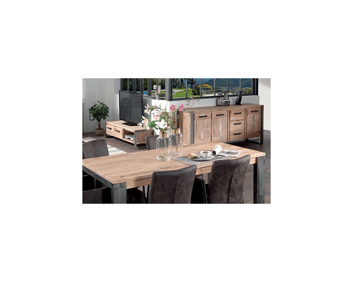 Credenza grande a 3 ante in legno massiccio "Toronto" 190 cm 