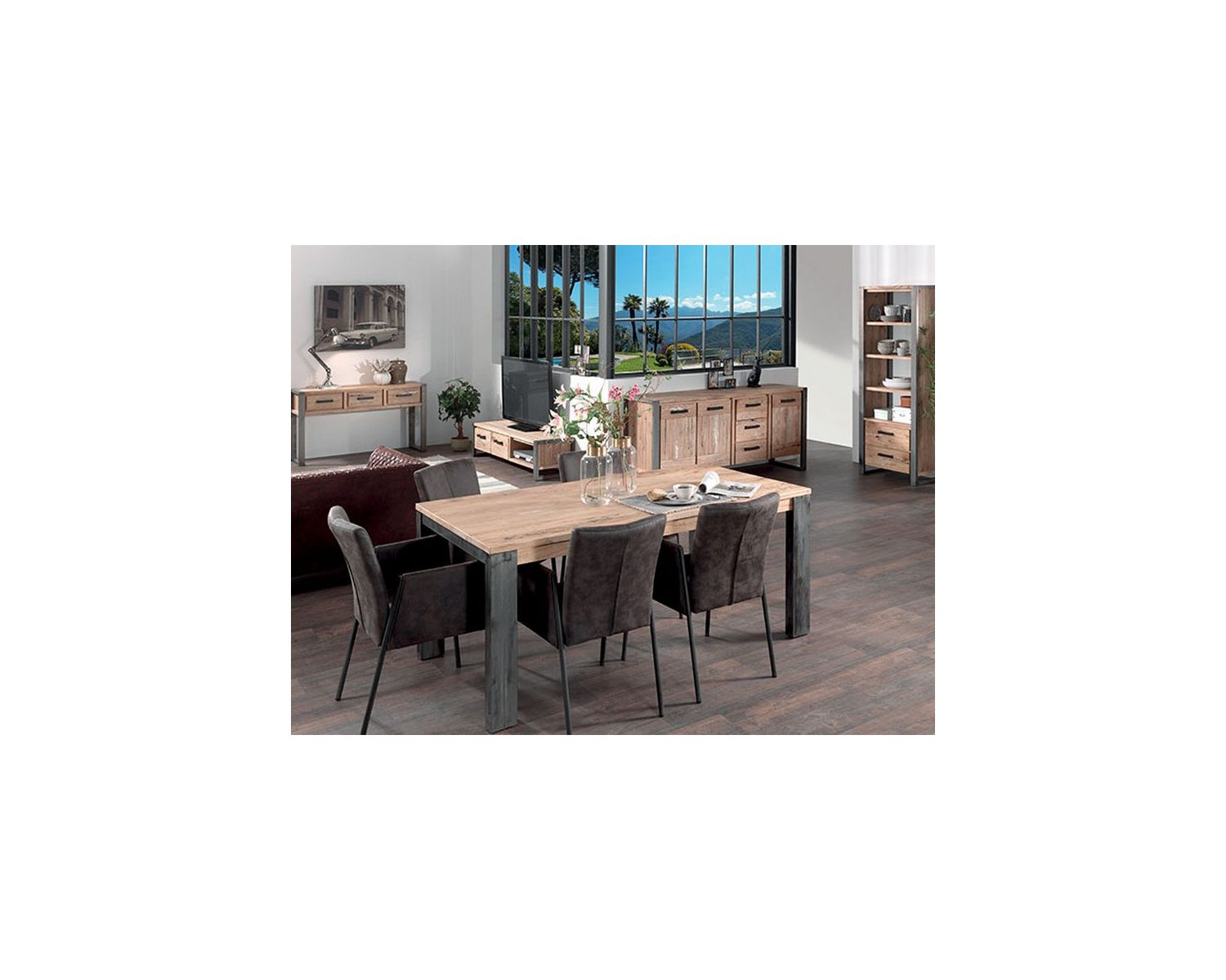 Credenza grande a 3 ante in legno massiccio "Toronto" 190 cm 