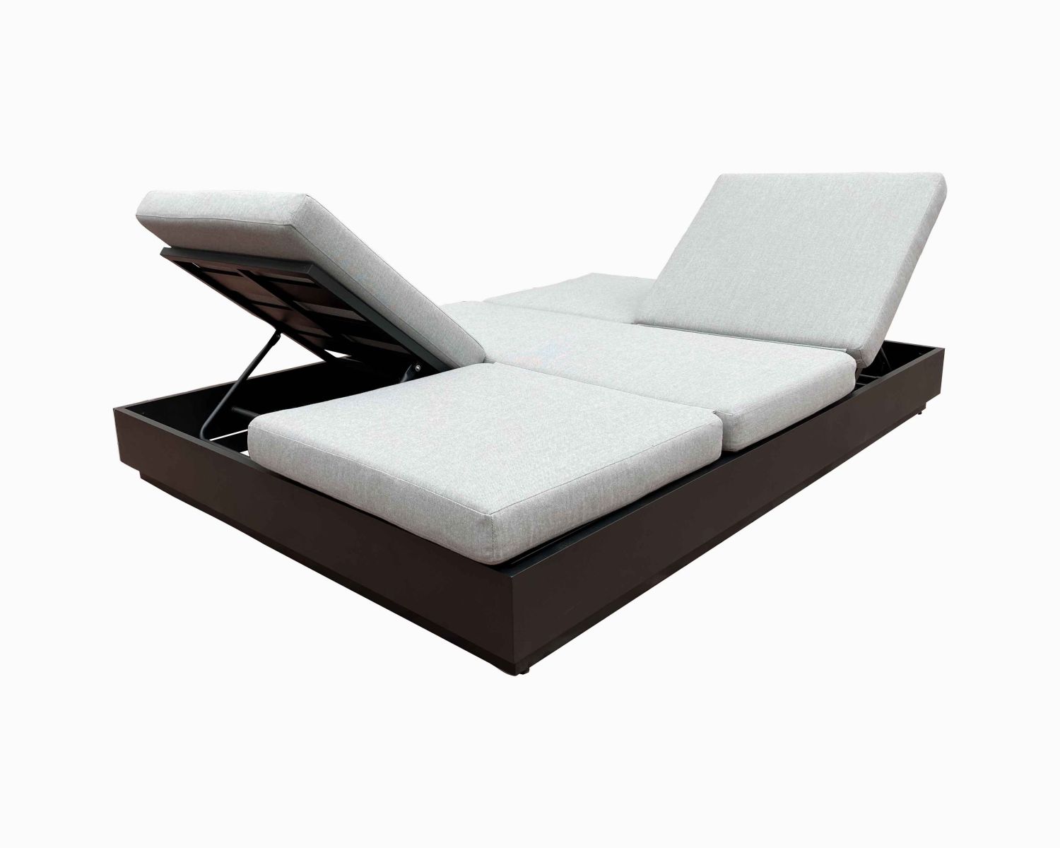 Lettino da giardino "Lisboa" a 2 posti in tessuto grigio e alluminio antracite