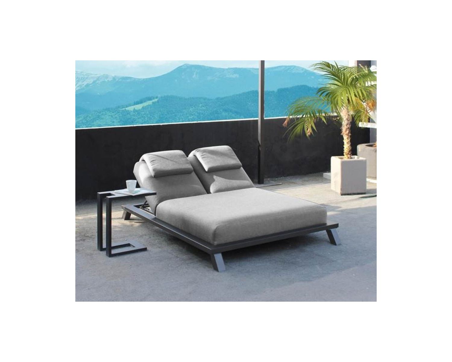 Poggiatesta in tessuto grigio chiaro per le sdraio "Nusa Pedina"