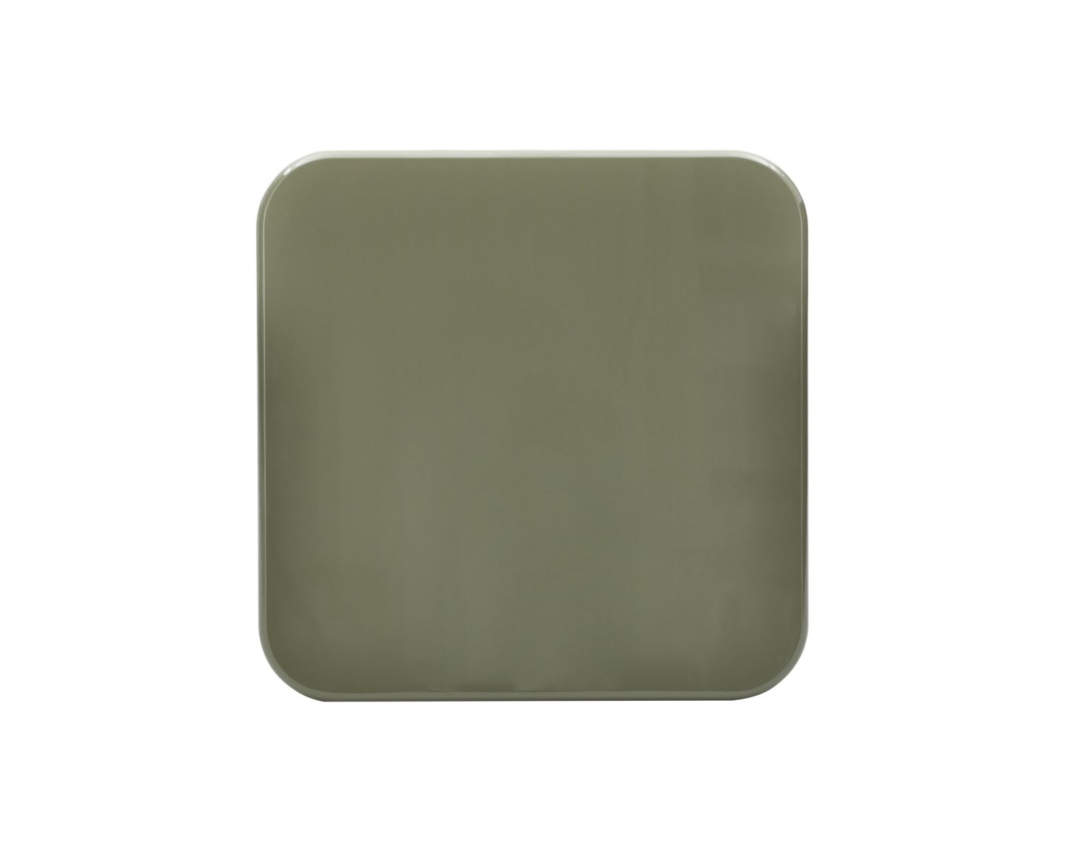 Tavolino quadrato da 70 cm in stile minimalista, color verde salvia, modello "Nalya", con base scultorea