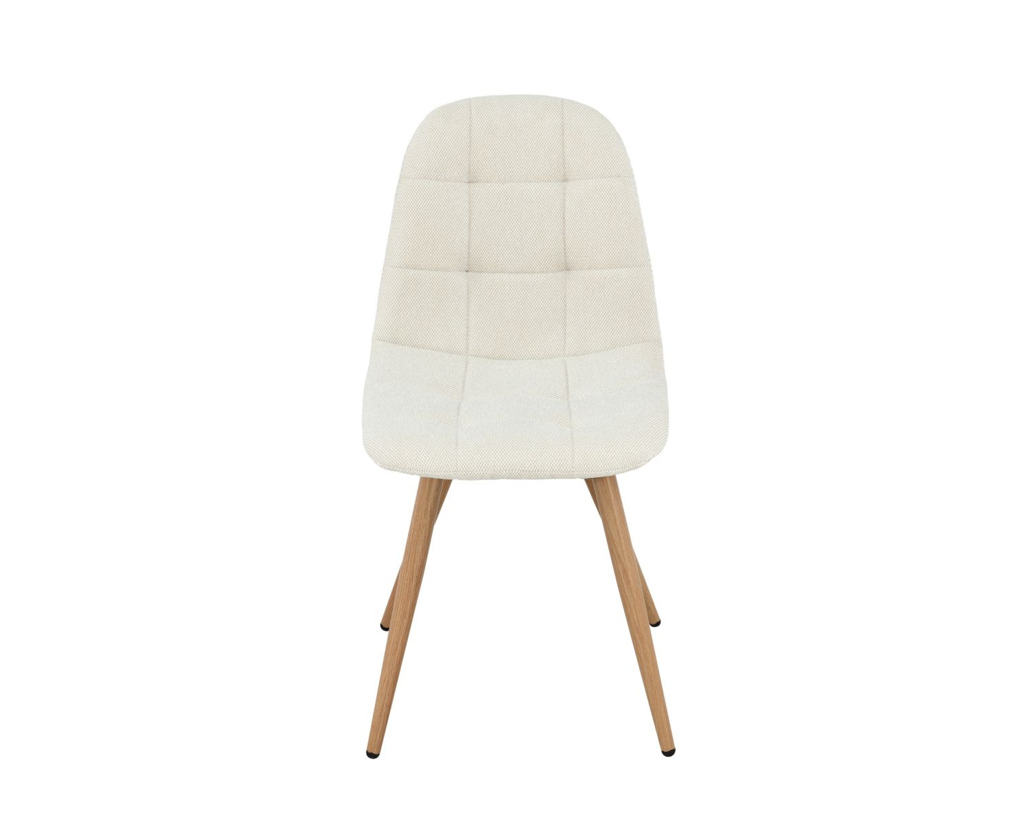 Set di 4 sedie girevoli in stile scandinavo "Noma" in tessuto écru, con gambe in finitura rovere