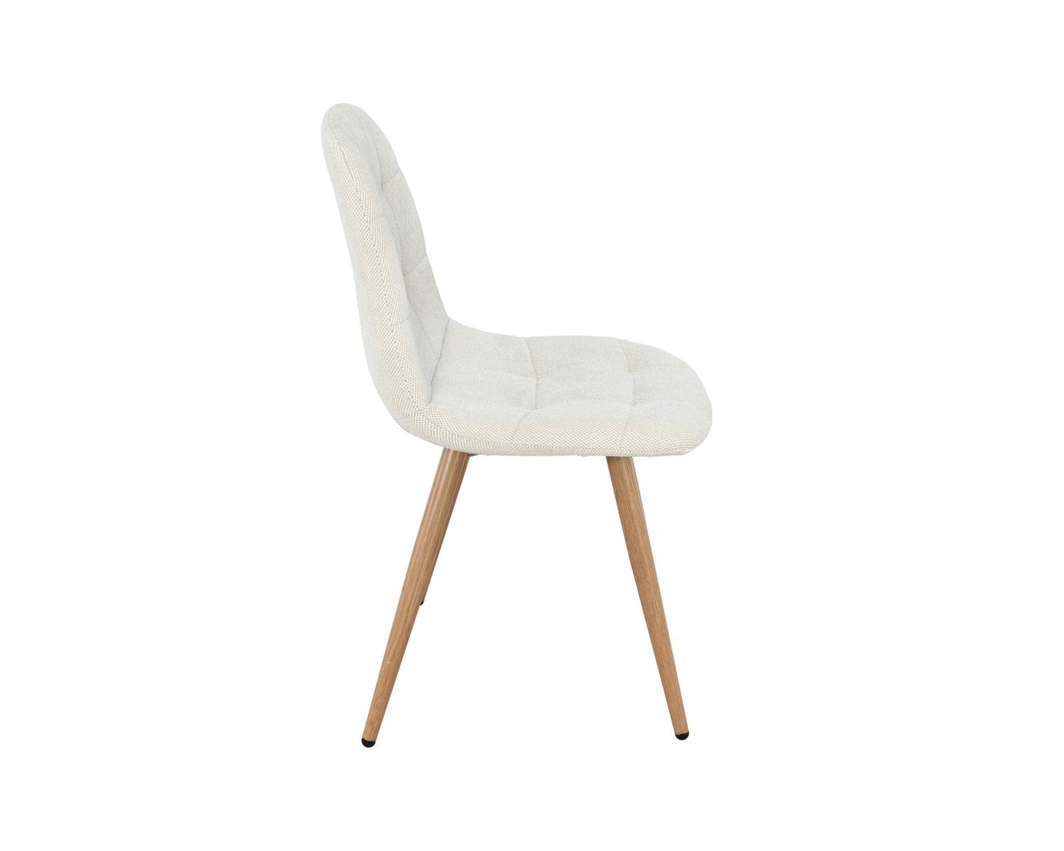 Set di 4 sedie girevoli in stile scandinavo "Noma" in tessuto écru, con gambe in finitura rovere
