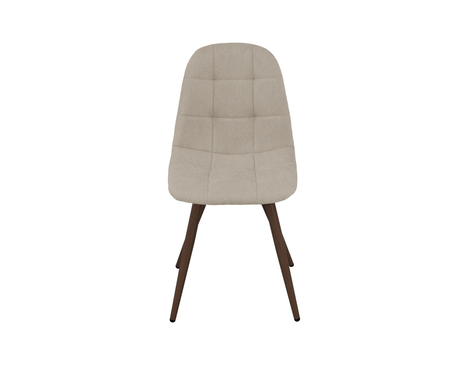 Set di 4 sedie girevoli in stile retrò-contemporaneo "Noma" in tessuto greige melange, con gambe in finitura noce