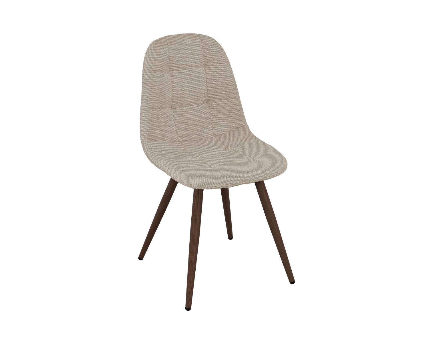 Set di 4 sedie girevoli in stile retrò-contemporaneo "Noma" in tessuto greige melange, con gambe in finitura noce