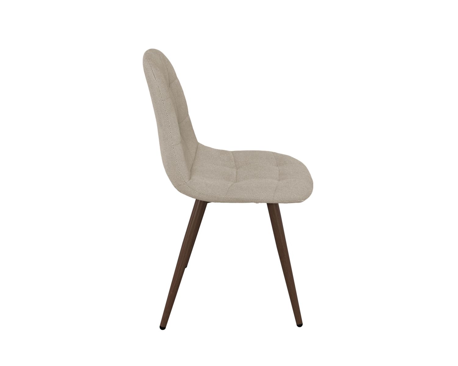 Set di 4 sedie girevoli in stile retrò-contemporaneo "Noma" in tessuto greige melange, con gambe in finitura noce