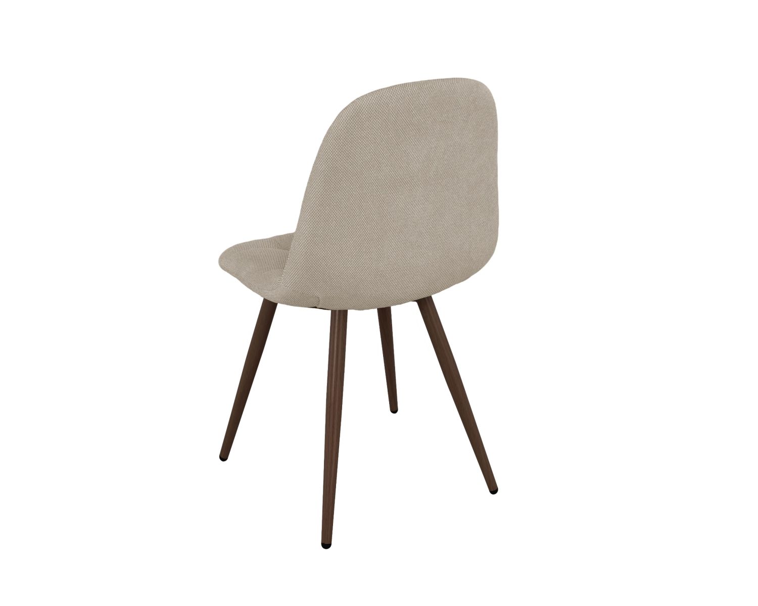 Set di 4 sedie girevoli in stile retrò-contemporaneo "Noma" in tessuto greige melange, con gambe in finitura noce